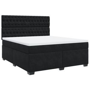 vidaXL cama box spring con colchón terciopelo negro 180x200 cm