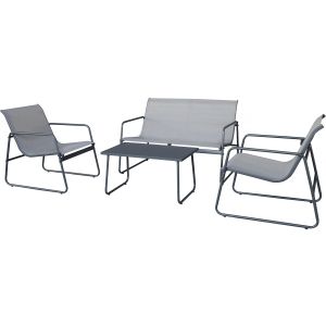 Conjunto de jardín de metal <<fortaleza>> - 4 plazas - gris claro