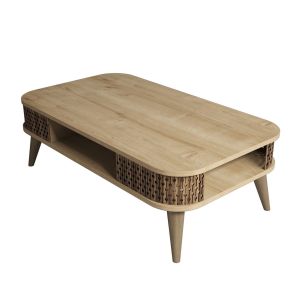 Mesa baja de madera "eylul" - 105 x 60 x 34 cm - marrón