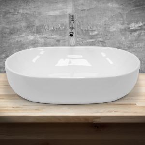 Lavabo de baño ø 600 x 420 mm blanco ecd germany