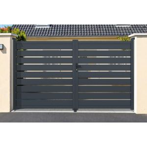 Puerta batiente regulable ancho 3m vogel h.180cm aluminio gris