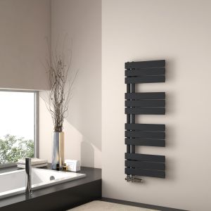 Emke radiador toallero agua caliente 104x40cm, panel negro mate, vertical
