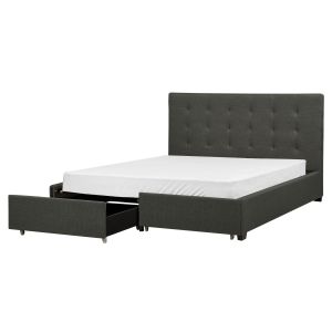 Cama con cajones la rochelle tela gris oscuro 160 x 200 cm