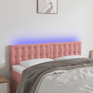 Cabecero con LED de terciopelo rosa 144x5x78/88 cm eso3675