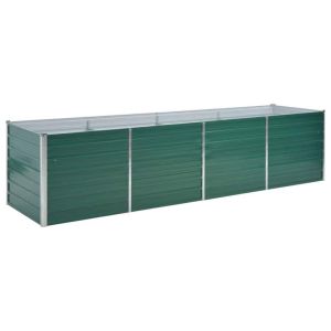 vidaXL arriate de jardín de acero galvanizado verde 320x80x77 cm