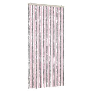 vidaXL cortina antimoscas chenilla gris plateado y rosa 90x220 cm