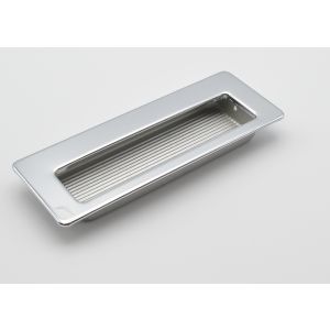 Tirador para mueble rectangular de zamac 115x42 mm cromo y plata