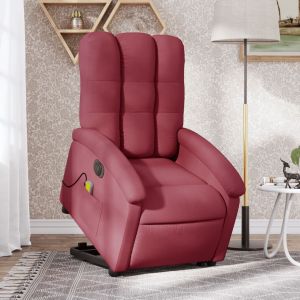 Sillón de masaje elevable eléctrico tela rojo tinto qweo9827