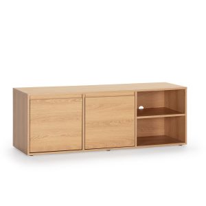 Mueble tv tori 2 puertas 2 huecos, color roble, 130 cm