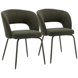 Pack de 2 sillas de comedor verde tejido bouclé flavia
