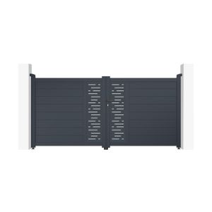 Puerta batiente 3m arlberg alt.140cm aluminio gris + 2 postes elda + moto