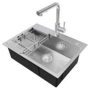Fregadero de cocina acero inoxidable cepillado 60x45cm - con canasta de esc