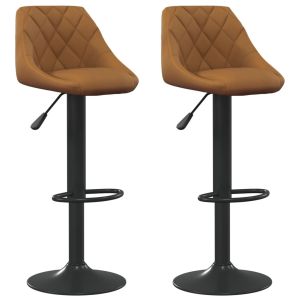 vidaXL taburetes de cocina 2 unidades terciopelo marrón