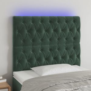 Cabecero con luces LED terciopelo verde oscuro 90x7x118/128 cm eso9568