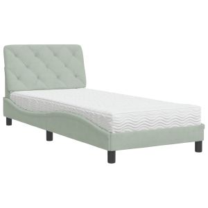 vidaXL cama con colchón terciopelo gris claro 80x200 cm