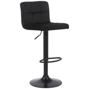 Taburete de bar ajustable terciopelo - negro - 40 x 37 cm