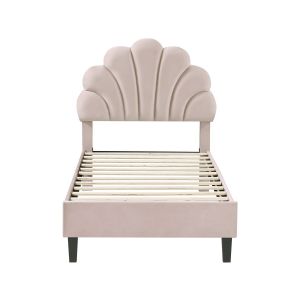 Cama de terciopelo "manon" - beige - 90 x 190 cm