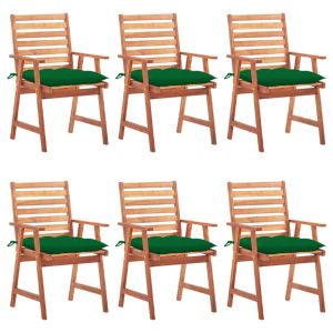 vidaXL sillas comedor de jardín y cojines 6 uds madera maciza acacia