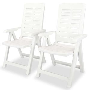 vidaXL sillas de jardín reclinables 2 unidades plástico blanco