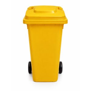 240 l | amarilla | contenedor de basura reciclables de colores con ruedas