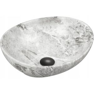Lavabo cerámico sobre encimera, 40,5x33x14 cm, gris