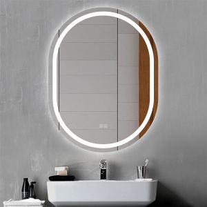 Espejo de baño LED 60×80cm, bluetooth, antivaho, brillo ajustable