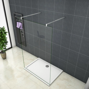 Mampara de ducha fija vidrio antical 8mm 117x200cm,con dos barrass 70-120cm