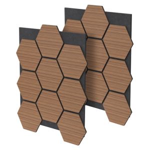 2x paneles acústicos hexagonales de pared mdf teca 66,5x81x2cm 1 m²
