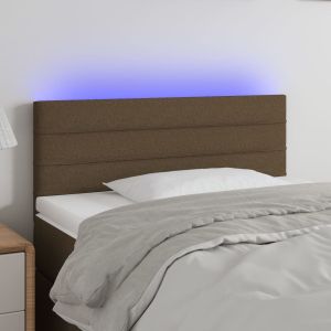 Cabecero con LED de tela marrón oscuro 100x5x78/88 cm eso3030