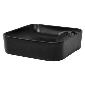 Lavabo negro cerámica fregadero sobremesa orificio grifo 430x430x120 mm