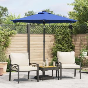 Sombrilla jardín con luces LED poste acero azul 225x225x212 cm eerf4176