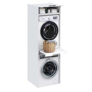 Mueble columna lavadora secadora con mueble alto t-bath 67,2x208cm blanco