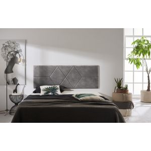 Cabecero 100 dos rombos tela antimanchas 112x57x5cm gris