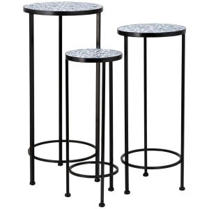 Soportes set 3 pzas de mosaico y forja negro d30x68h-d25x57h-d20x51h c