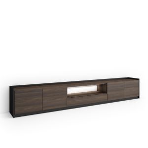 Mueble tv, 310x37x50cm, roble oscuro y negro, LED rf4873