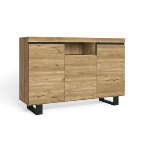 Aparador salón comedor despacho con patas color roble/negro rf985