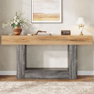 Mesa consola para recibidor salón madera natural 82,5x160x30cm