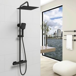 Aica columna ducha termostática cuadrada 30x30cm alcachofa grande para baño