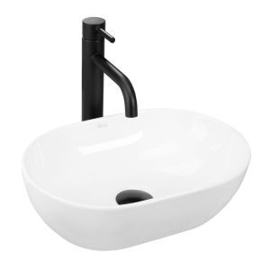 Rea lavabo sobre encimera amelia mini white oval, 38x26x12 cm