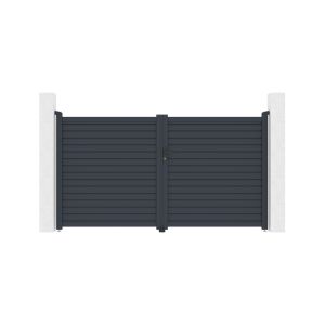 Puerta batiente calancia 3m alt.160cm aluminio gris + postes