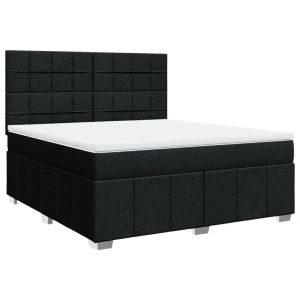 vidaXL cama box spring con colchón tela negro 180x200 cm