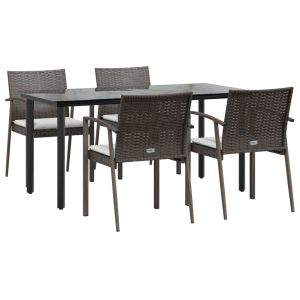 vidaXL juego comedor jardín 5 piezas y cojines ratán sintético y acero