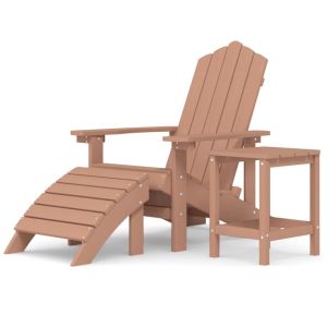 vidaXL silla de jardín adirondack con reposapiés y mesa hdpe marrón