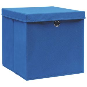 vidaXL cajas de almacenaje con tapas 10 uds azul 28x28x28 cm