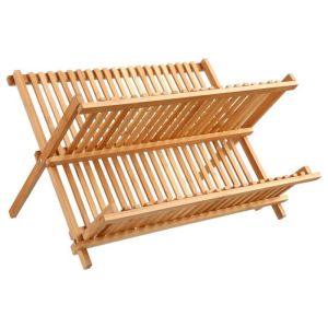 Escurridor de platos de bambú plegable 42 x 33,5 x 25,5