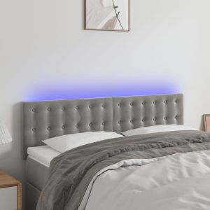 Cabecero con LED de terciopelo gris claro 144x5x78/88 cm eso2213