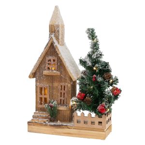Casa de navidad de madera 27x11x44 cm LED blanco cálido ecd germany