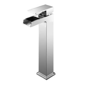 Grifo monomando alto para lavabo, cascada tano cromado