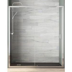 Mampara ducha frontal 1 puerta 1 fijo | transparente | 150cm (adap.148-152)