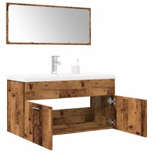 Juego de muebles de baño 3 piezas madera ingeniería envejecida esb9772
